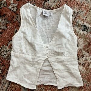 Princess Polly Cream Button-Front Tank Top